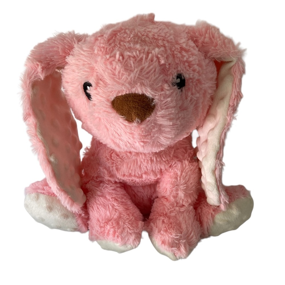 Spark Create Imagine Pink Bunny Rabbit Plush Chime Rattle Crinkle Minky Dot 9.5"